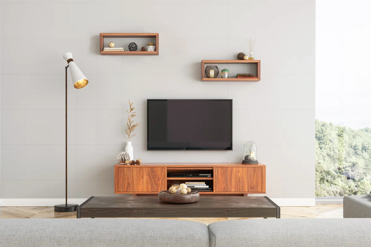 Smart Tv Mockup with blank screen in modern living room