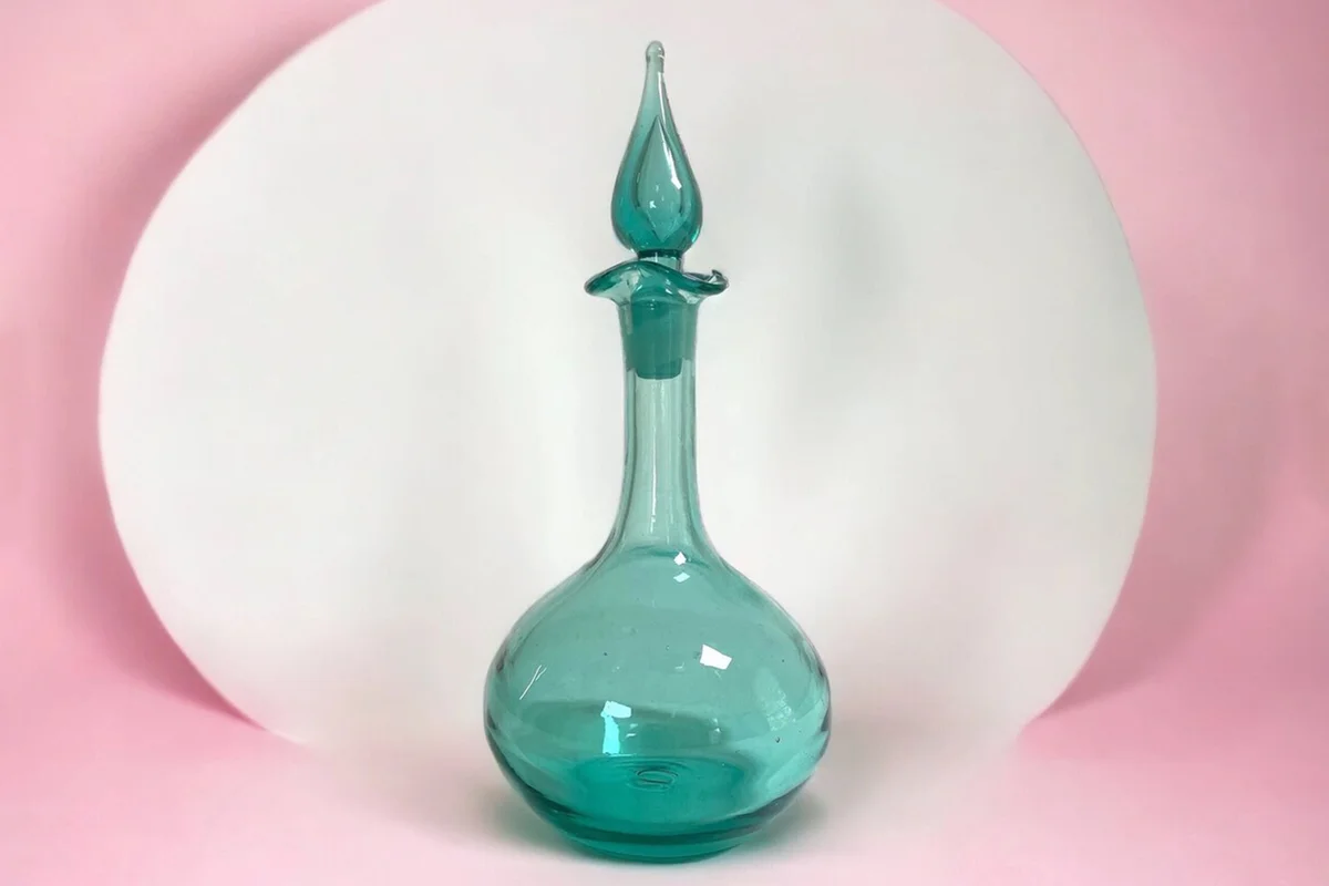 Blenko Glass Decanter in Sea Green by Winslow Anderson