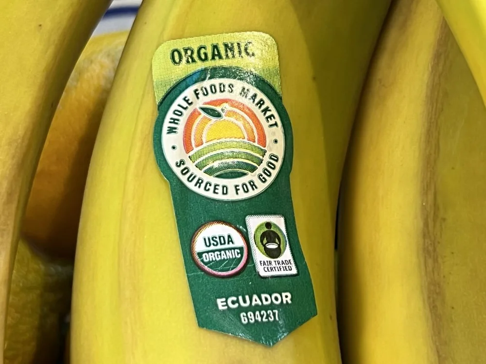 Close-up of USDA-certified fair trade bananas from Ecuador, Lafayette, California, April, 2023. (Photo by Smith Collection/Gado/Getty Images)