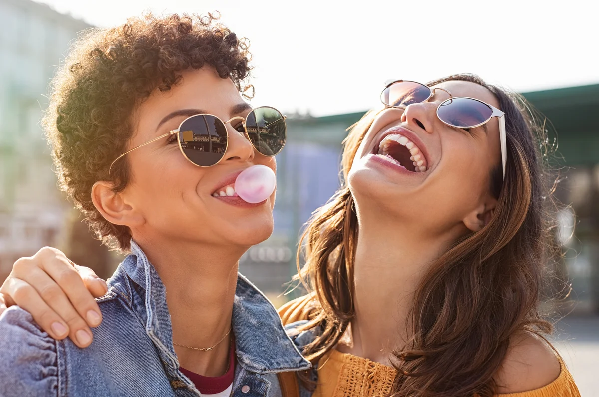 two friends having fun together