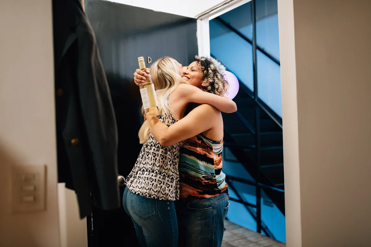 two women hugging