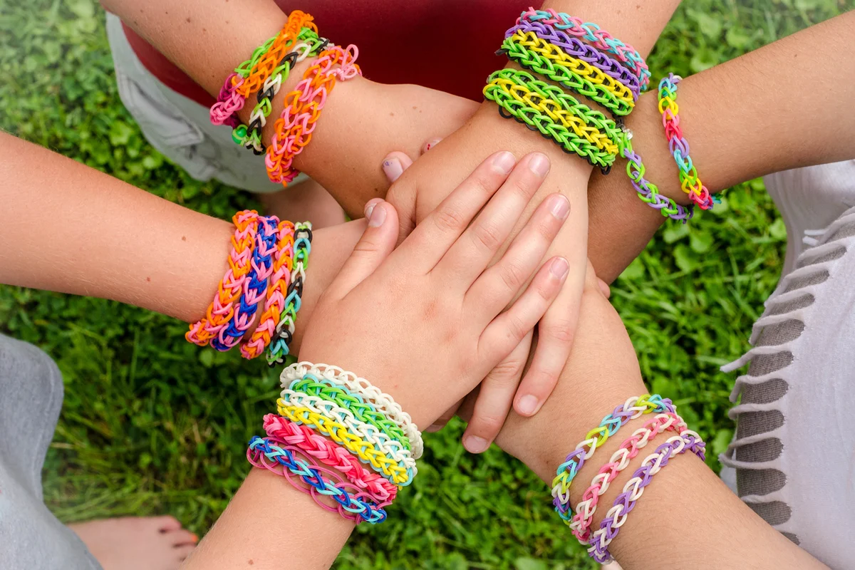 Friends with matching bracelets