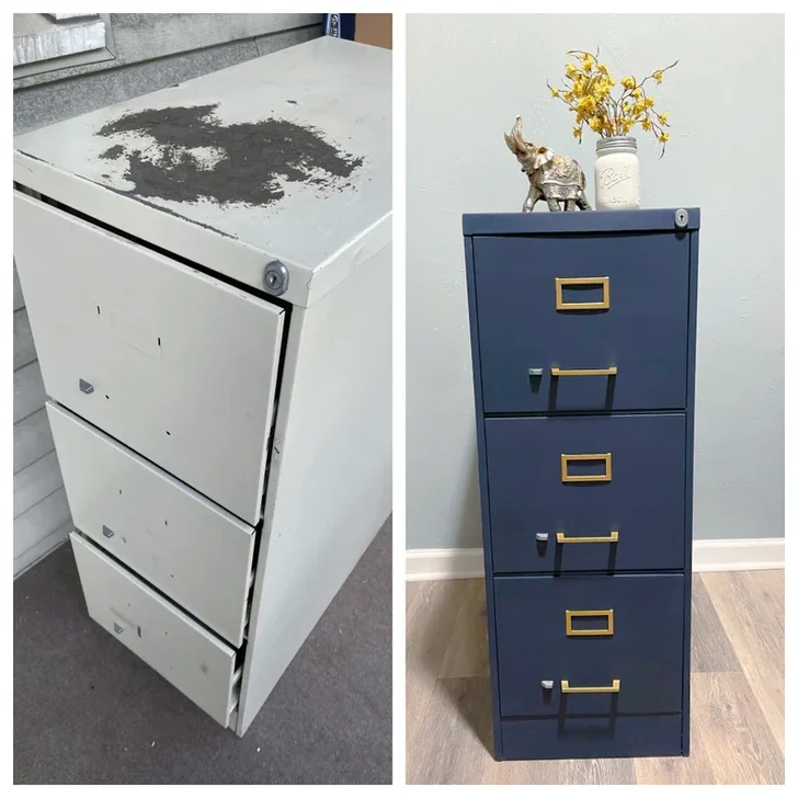 Painted 3 Drawer Metal Filing Cabinet