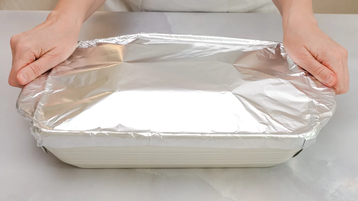casserole covered with foil