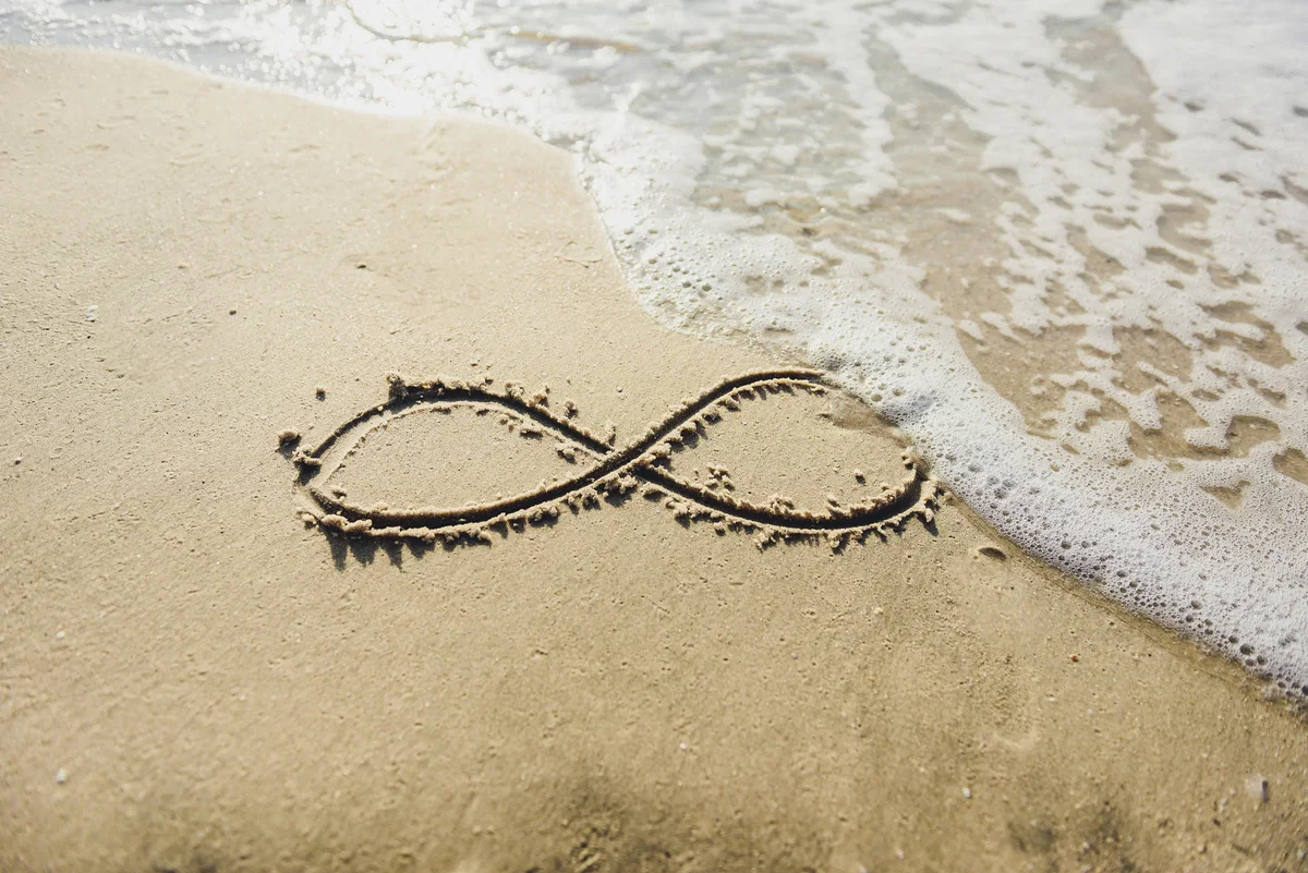 infinity symbol in the sand