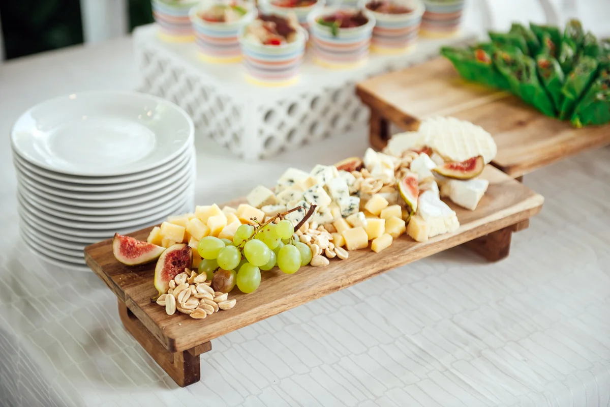 Buffet table of reception with cheese board