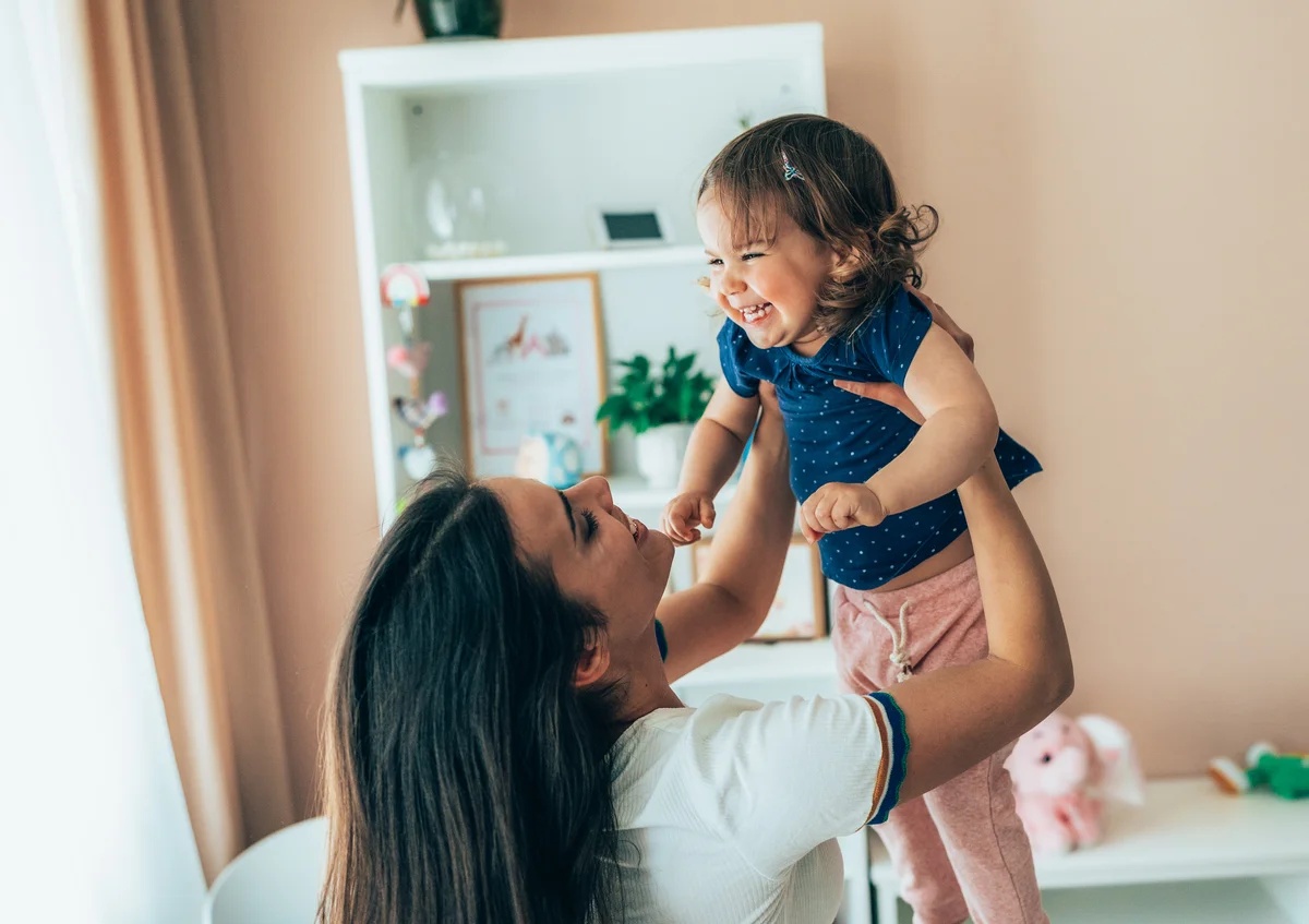 happy mom and daughter