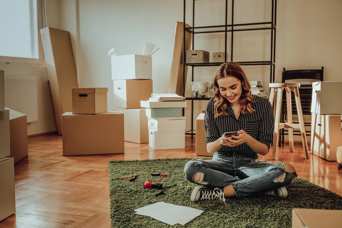 young woman in an apartment