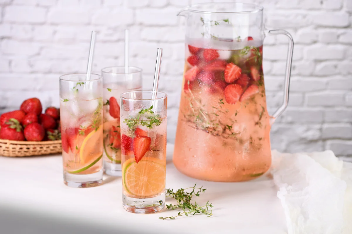 rose wine cooler in a pitcher