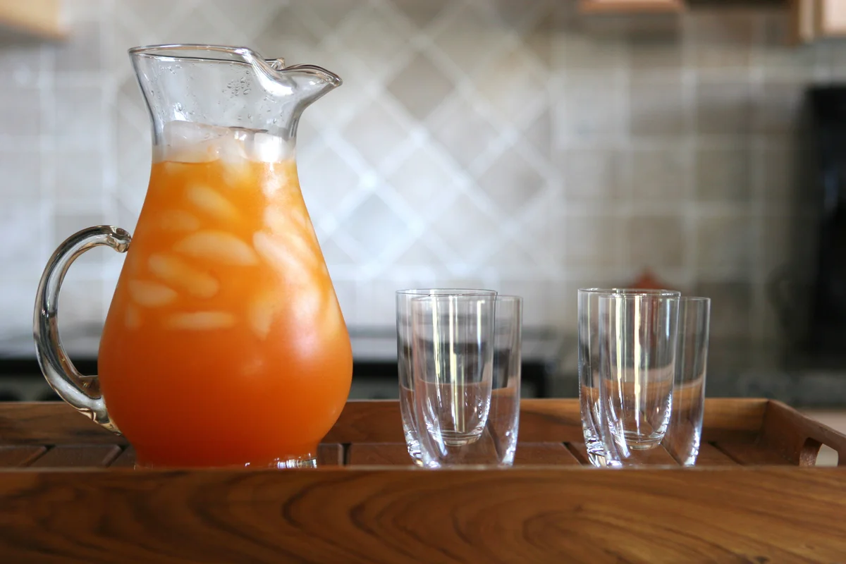 pitcher of peach punch