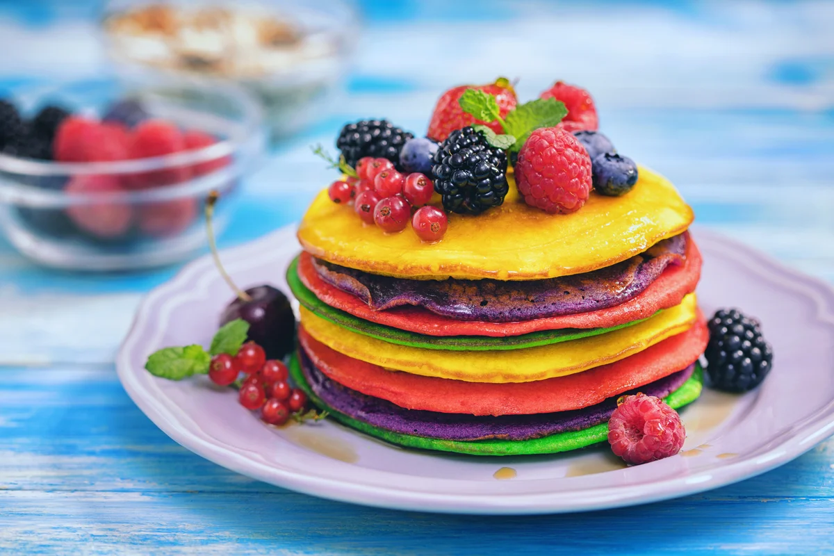 stack of colorful pancakes