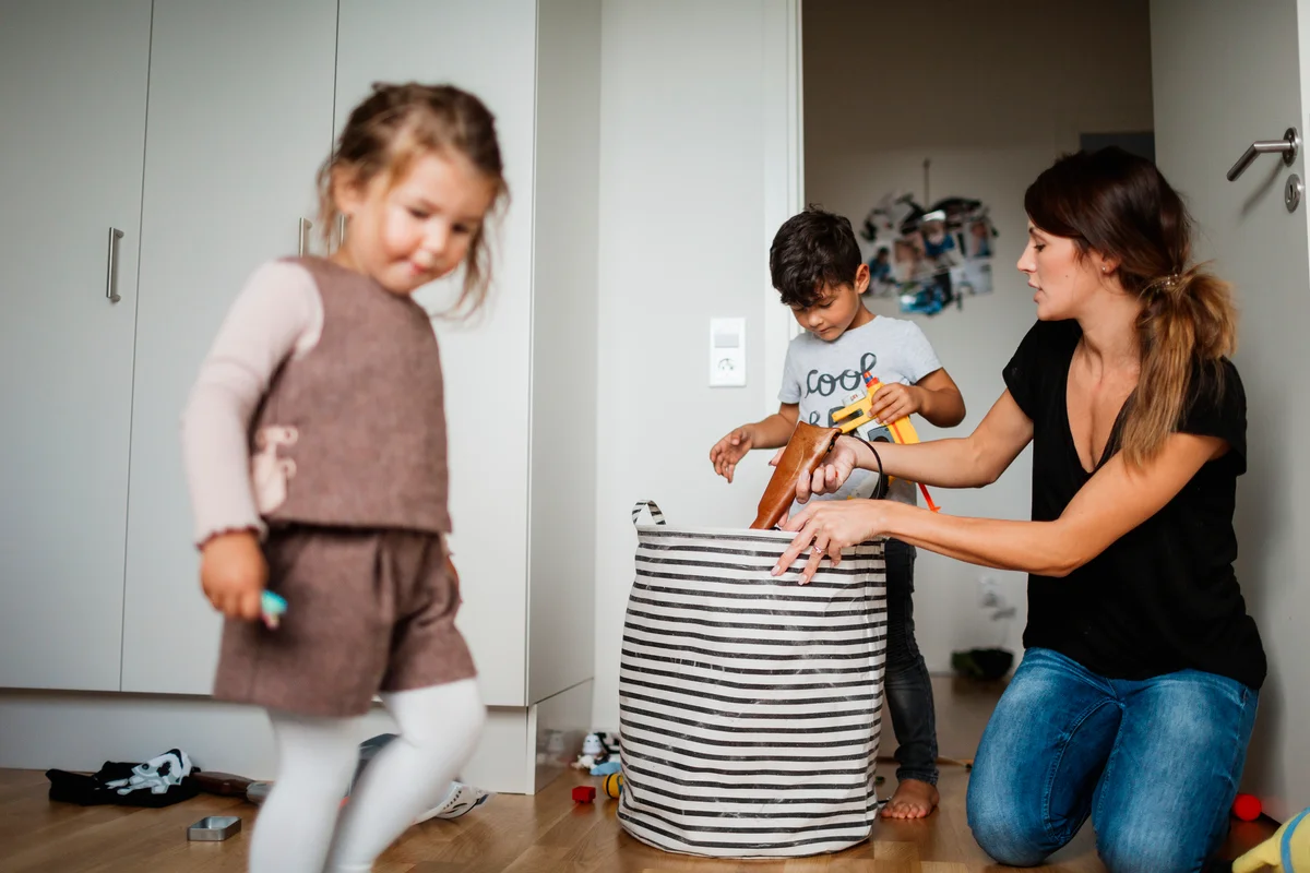 family tidying up