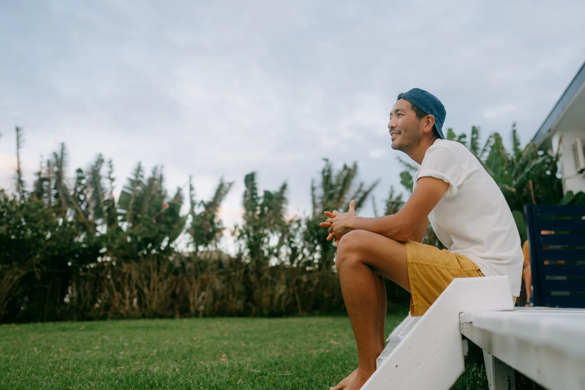 man sitting on steps