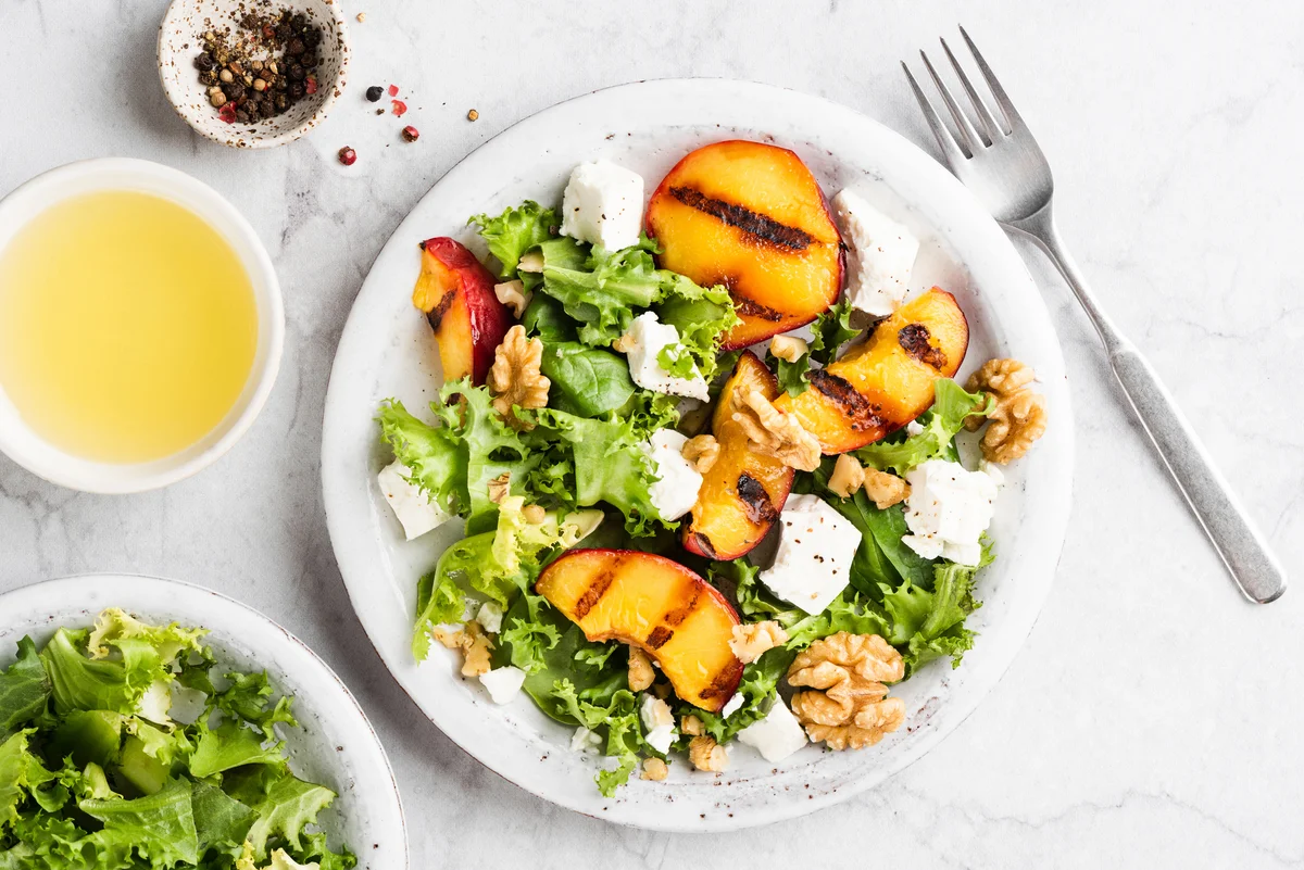 grilled peaches and feta salad
