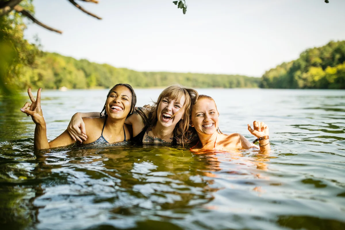 friends at the lake