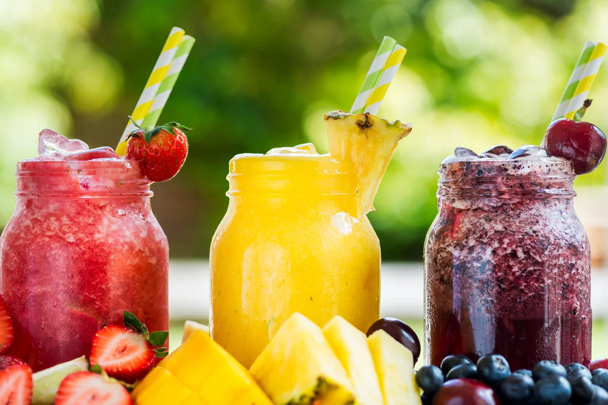 3 delicious slushies from different berries and fruits