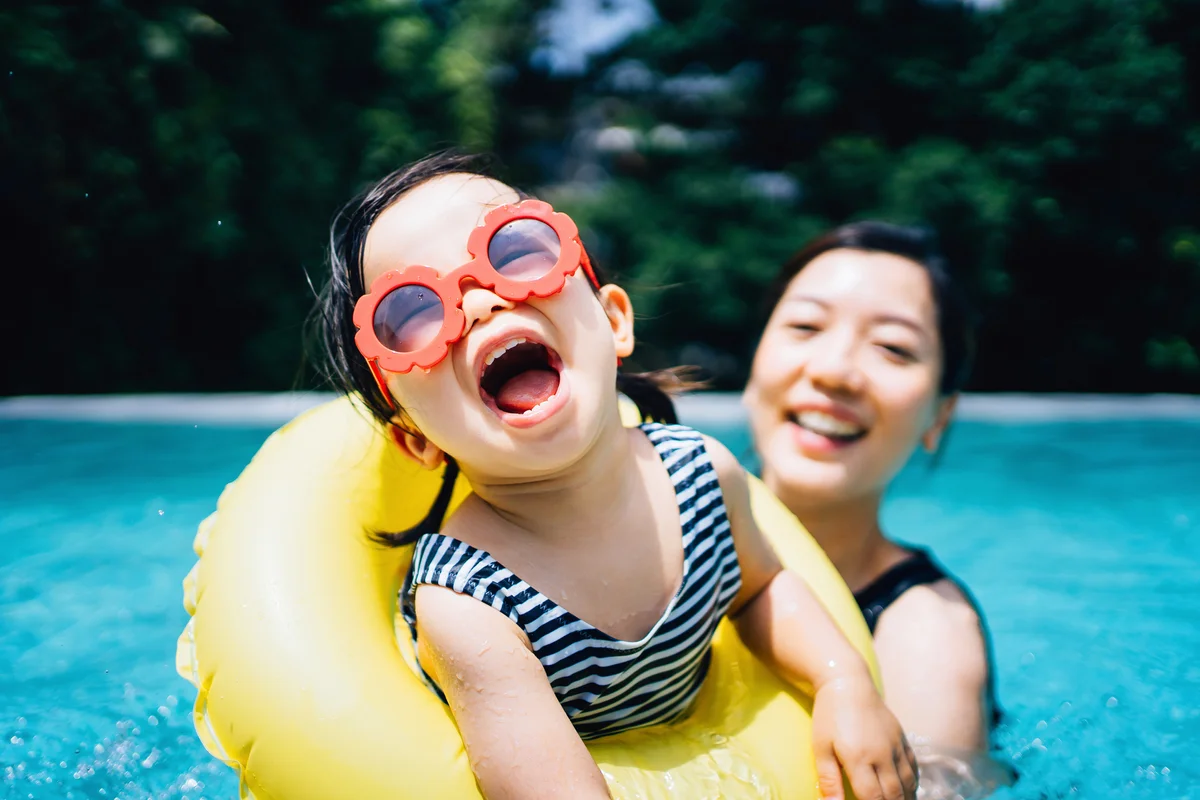 cute toddler swimming
