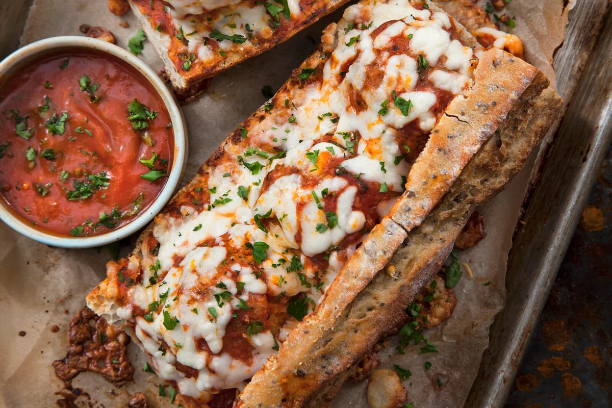 Baked Meatball Sub on a Herb Baguette