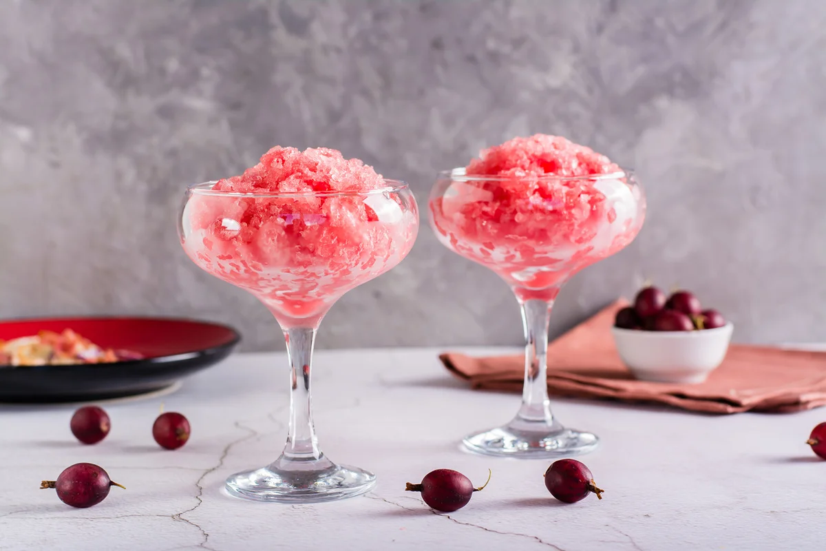 Summer drink frozen wine slushy in glasses