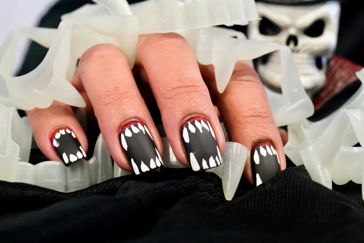Vampire Teeth Nail Art Design
