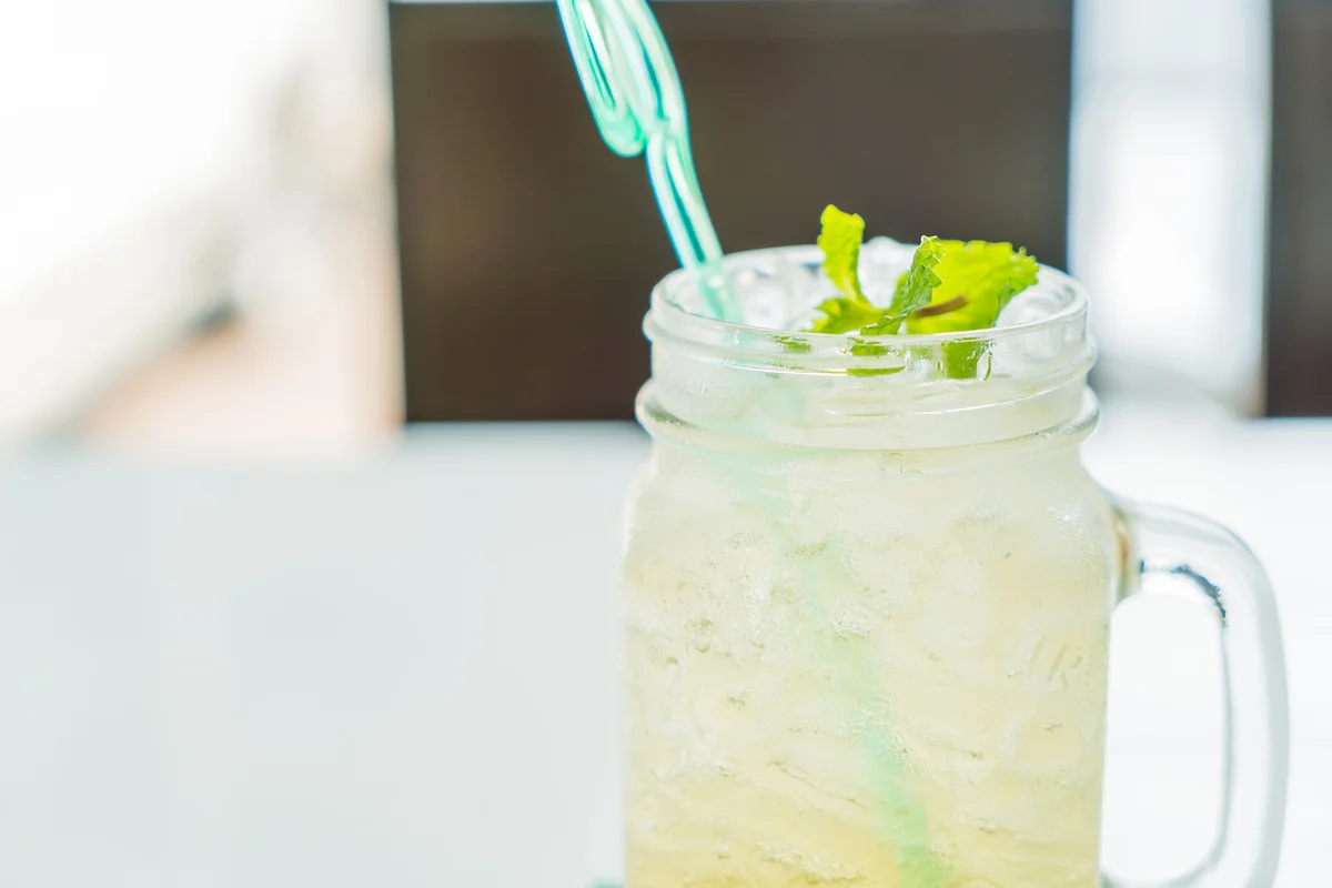 iced honey lemon soda on table