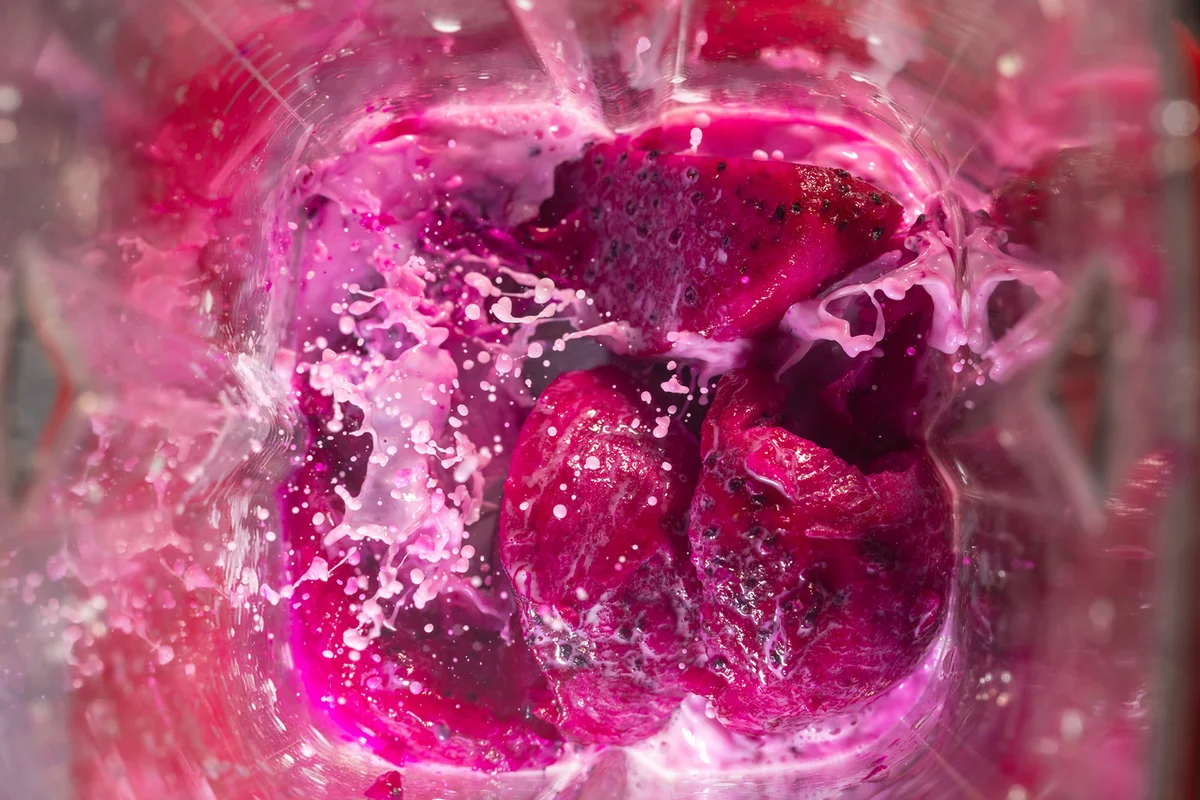 Dragon fruit pitaya under high speed blending