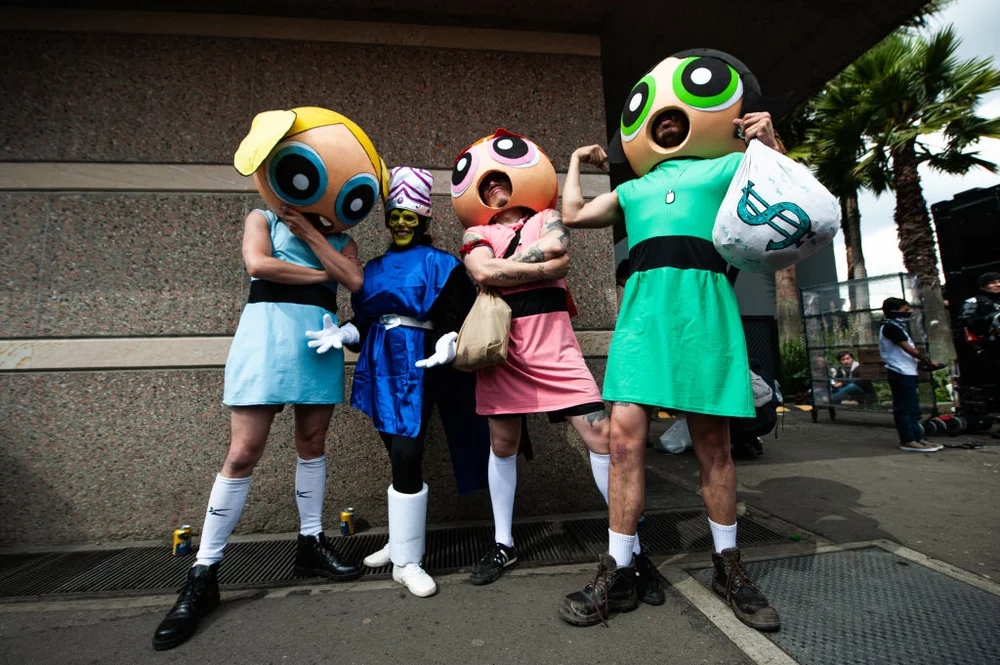 Cosplayers dress-up as Cartoon Network characters of 'The Powerpuff Girls' during the 2022 edition of the SOFA