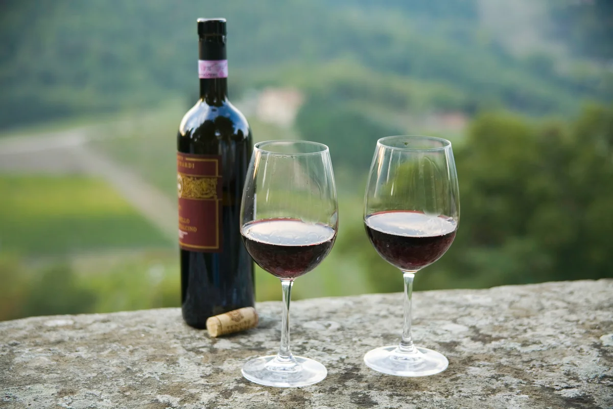 wine glasses and bottle