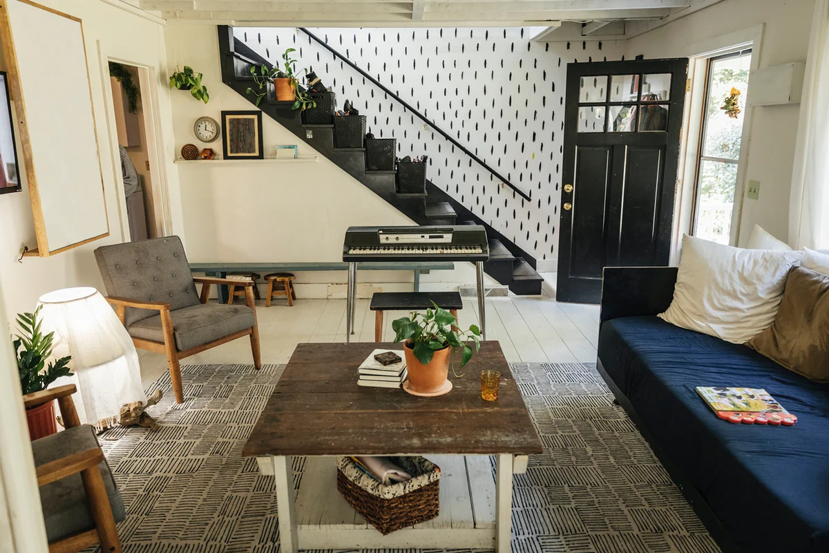 Empty living room in middle class home