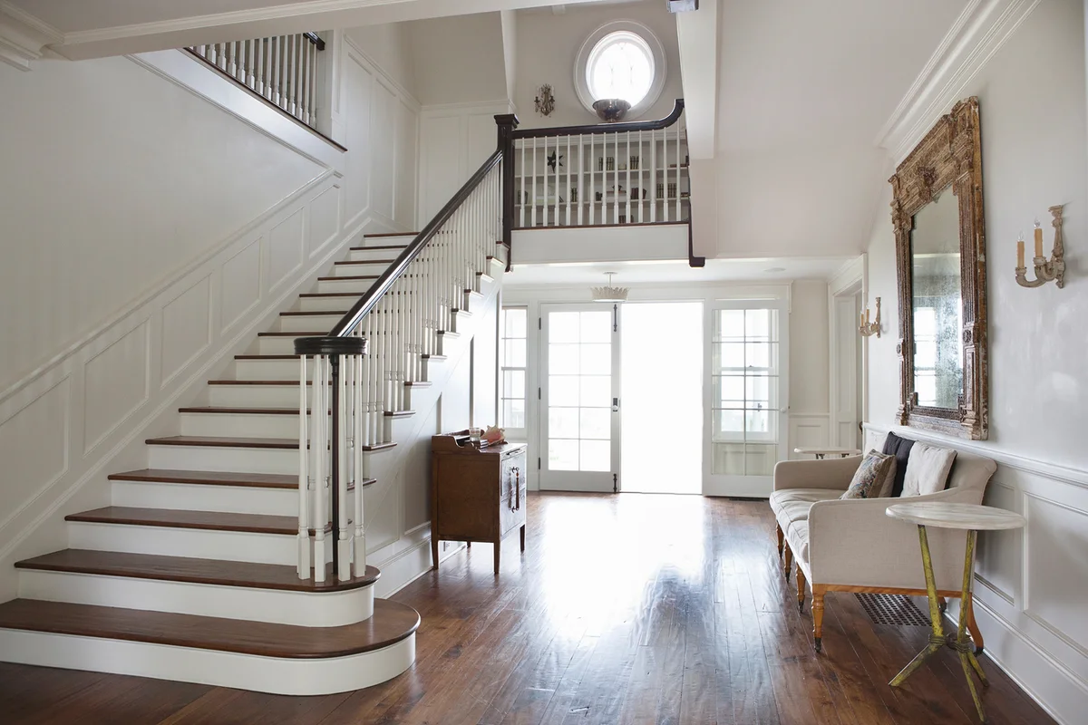 Living room with staircase