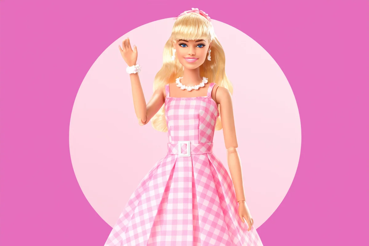 2023 Barbie The Movie Doll Pink Gingham Dress