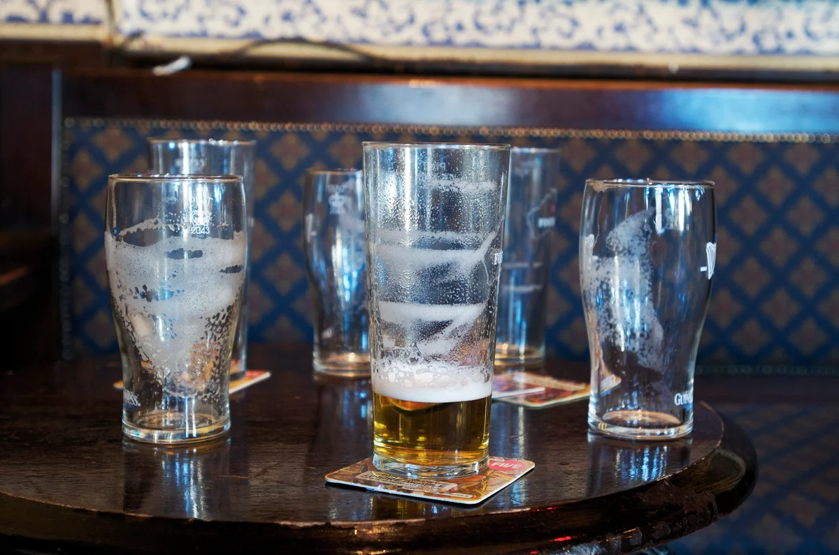 empty beer glasses