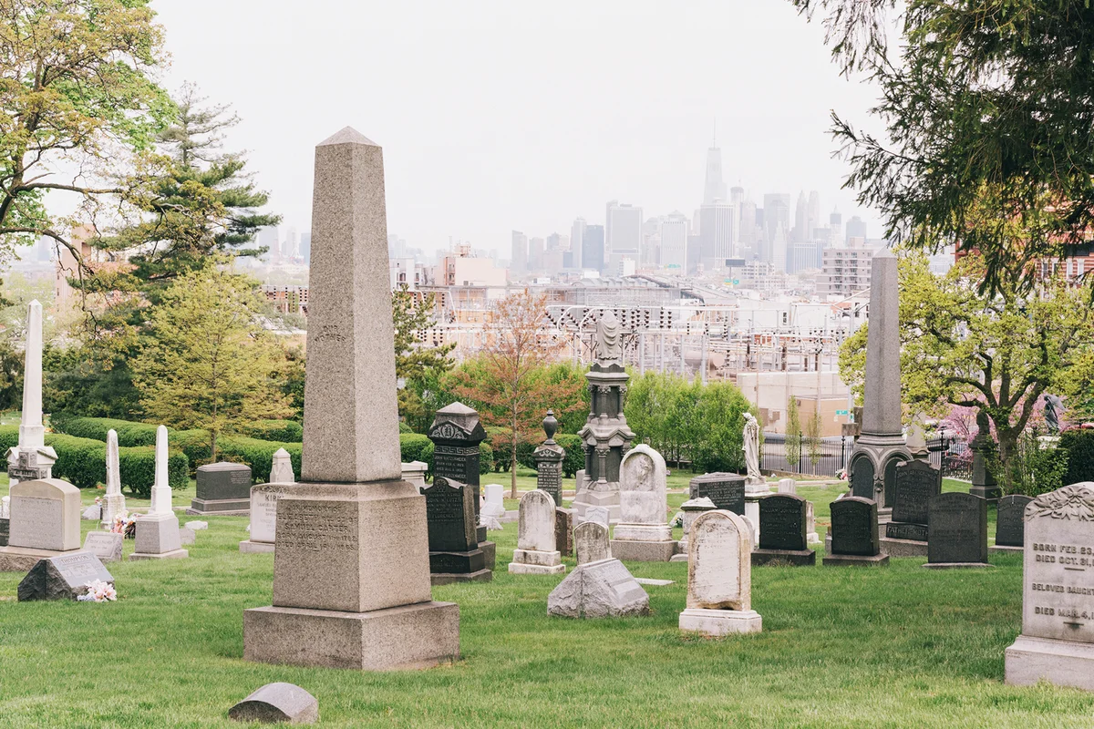 Green-Wood Cemetery with Manhattan in background