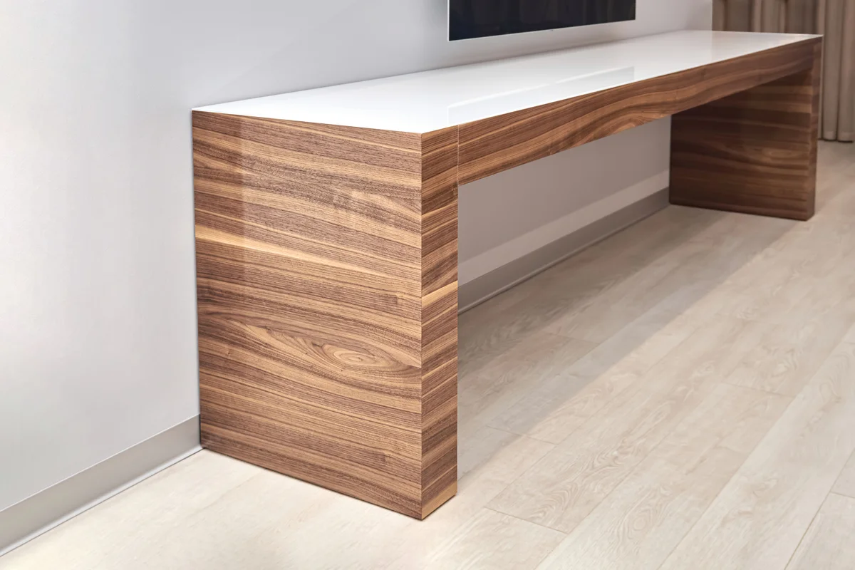 TV console with wood veneer