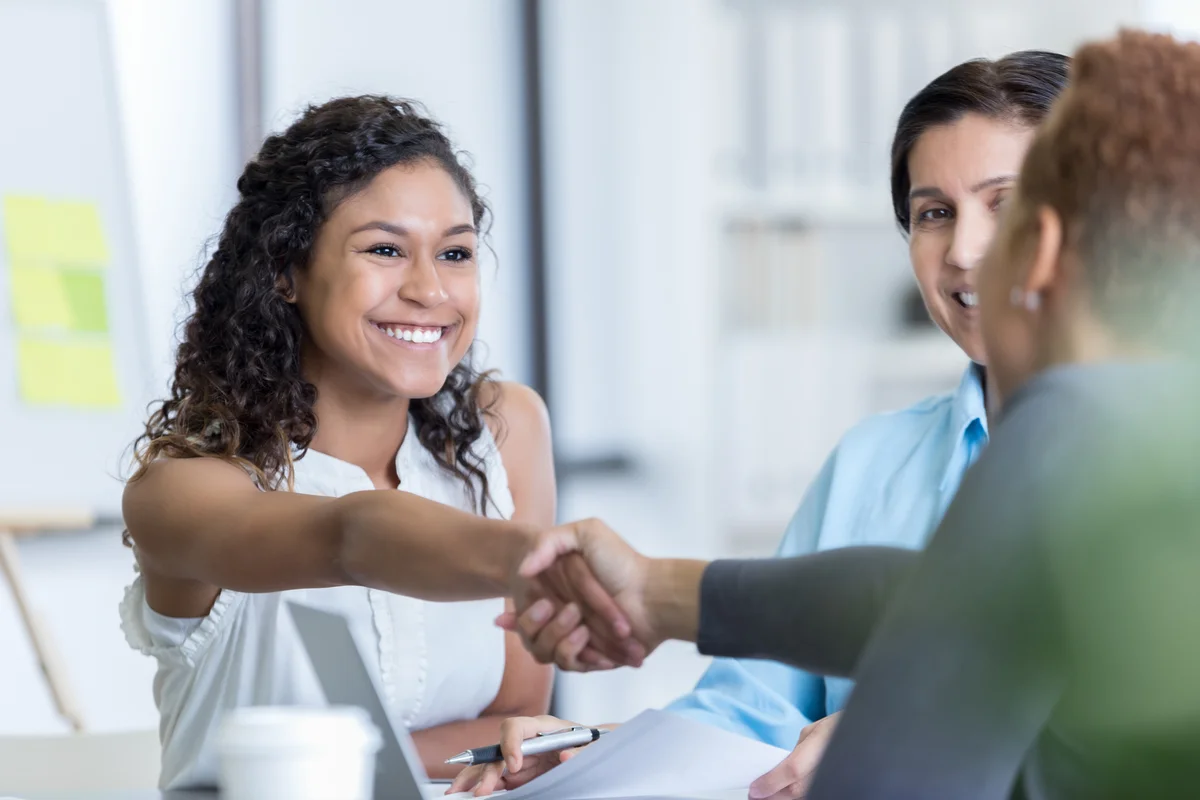woman introducing self at a job