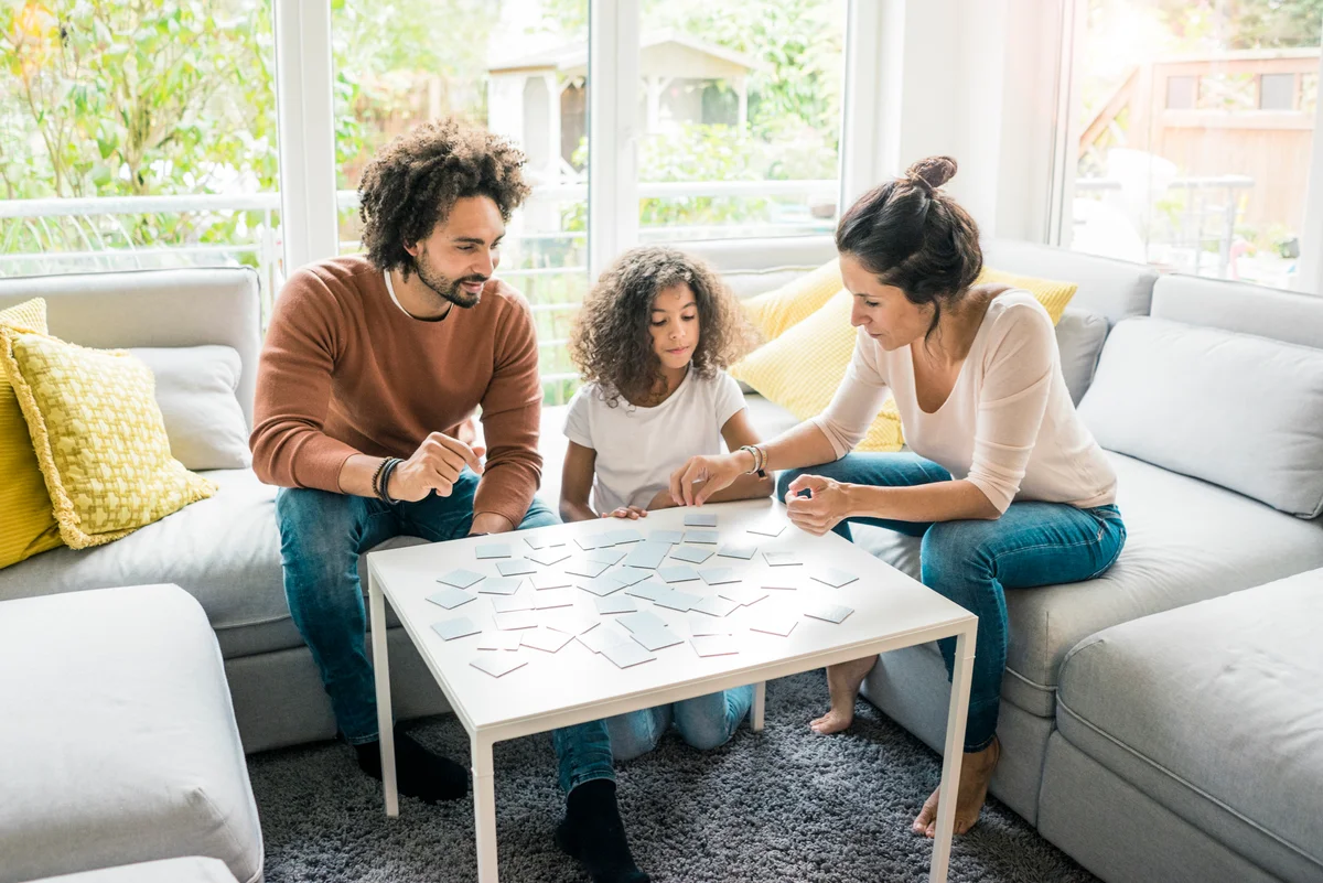 family playing game