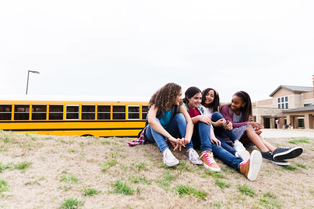 middle school students socializing
