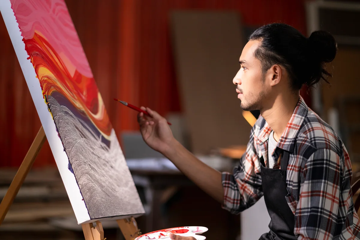 man painting