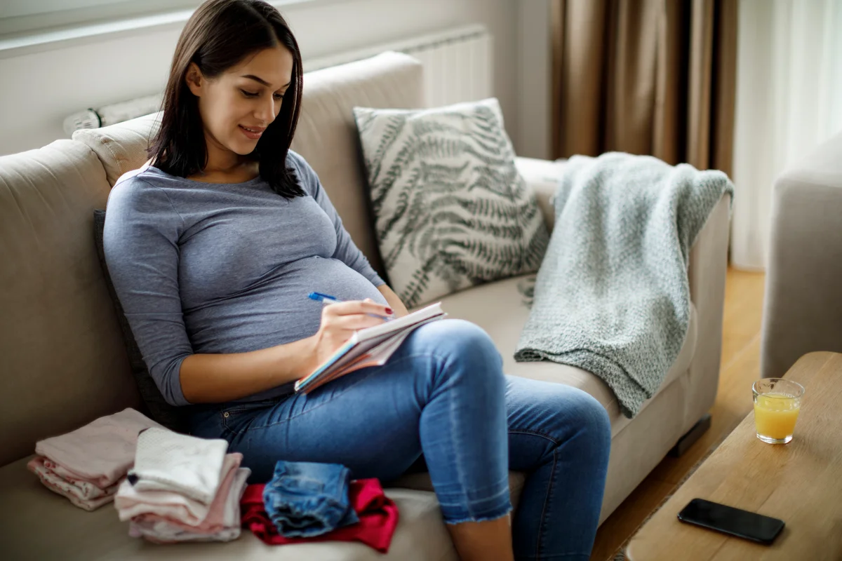 woman writing birth plan