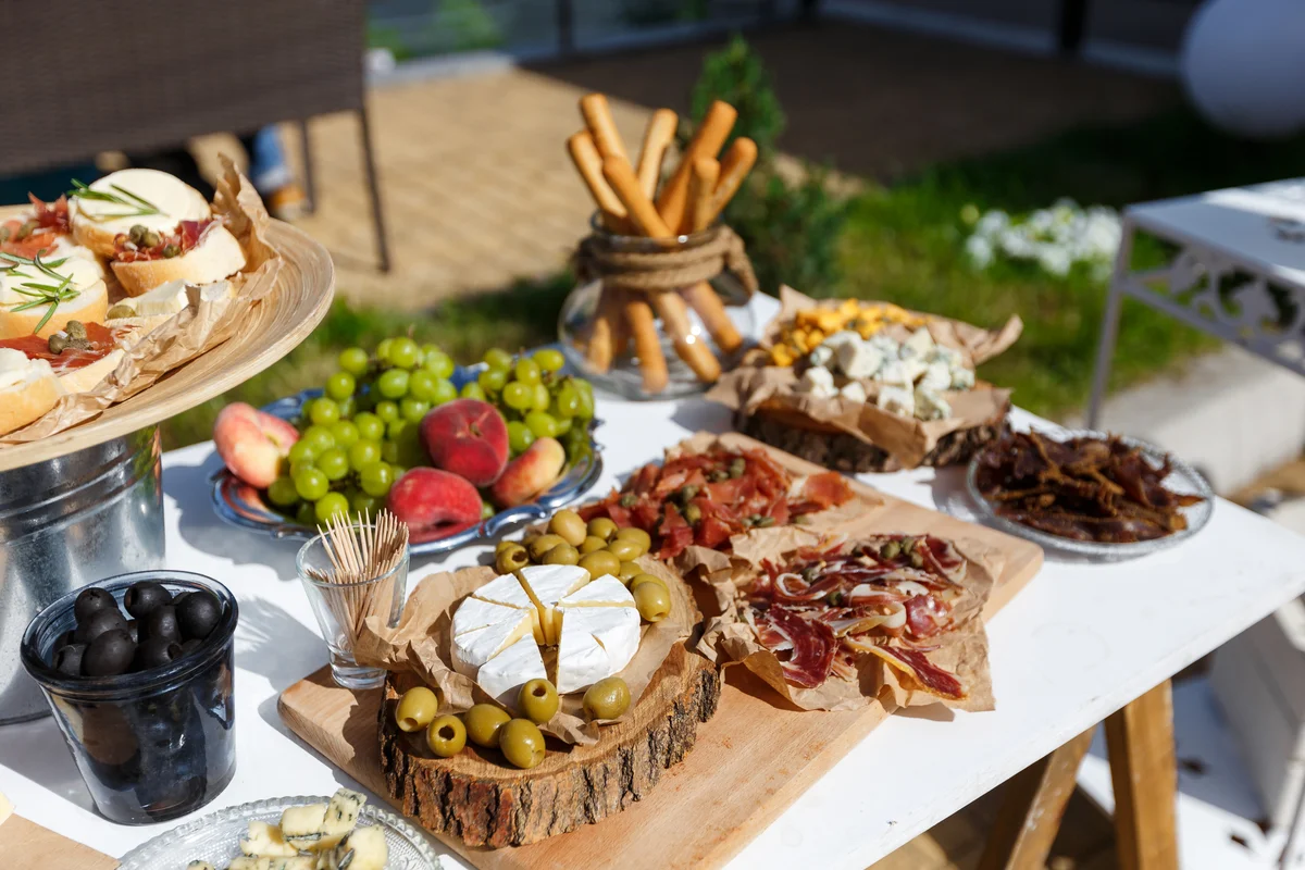 Boho wedding appetizer table