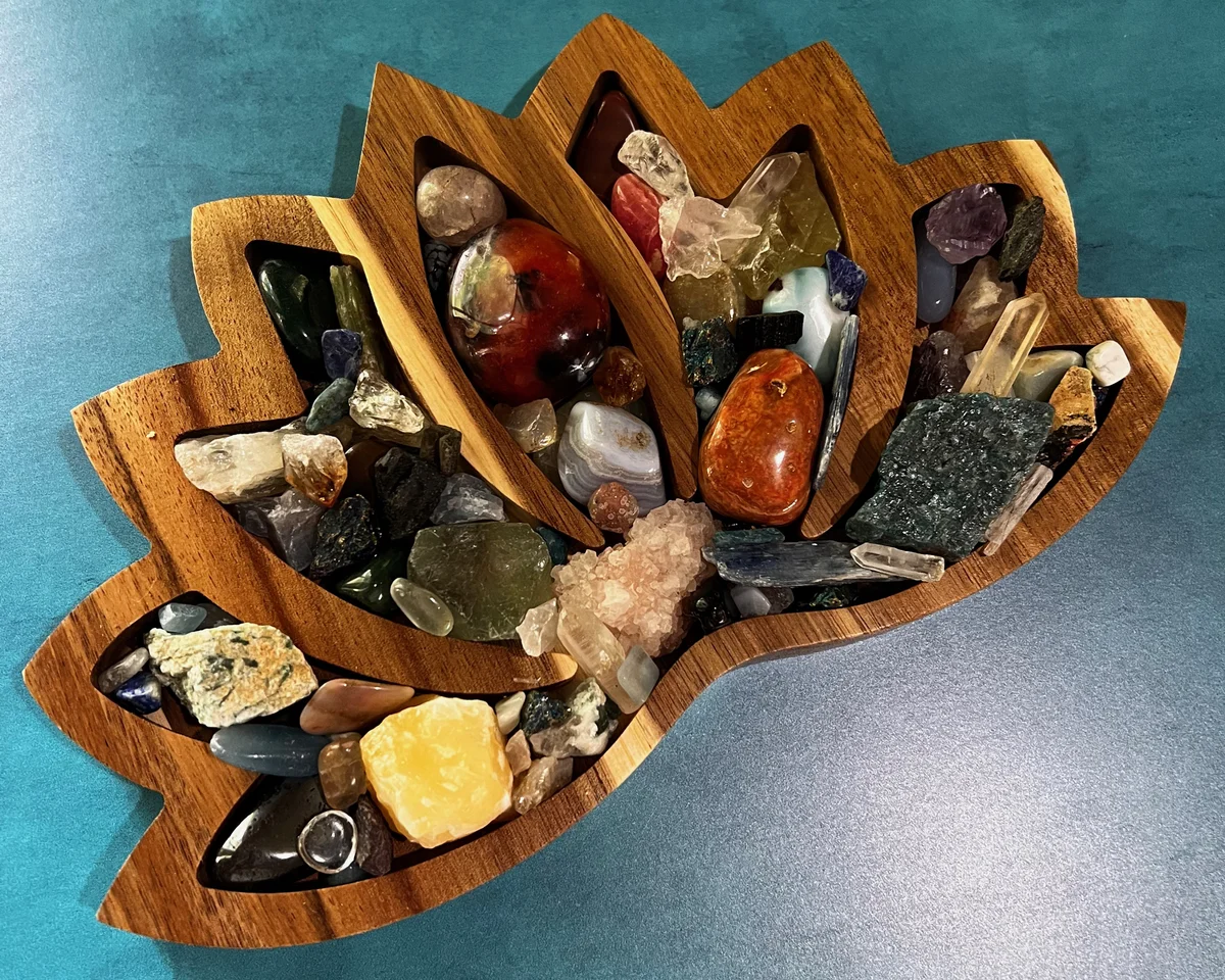 tray of crystals