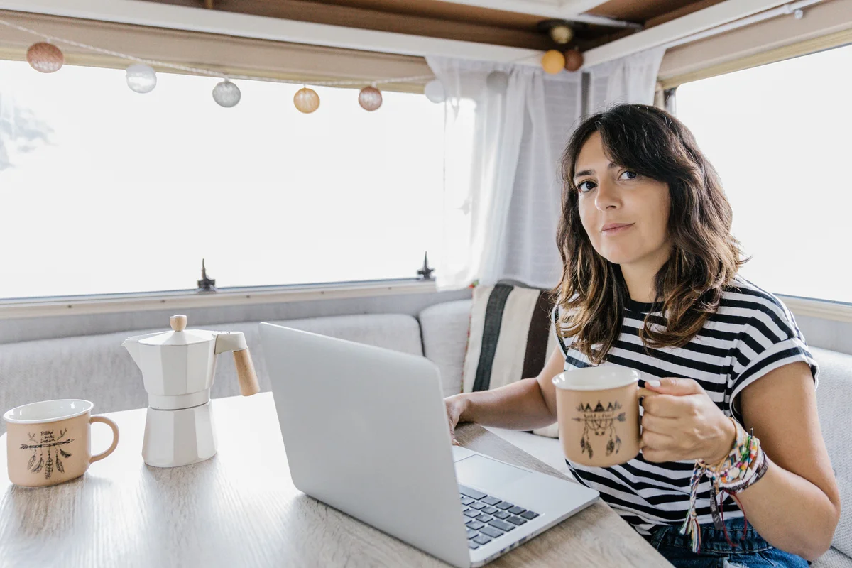 white camper decor