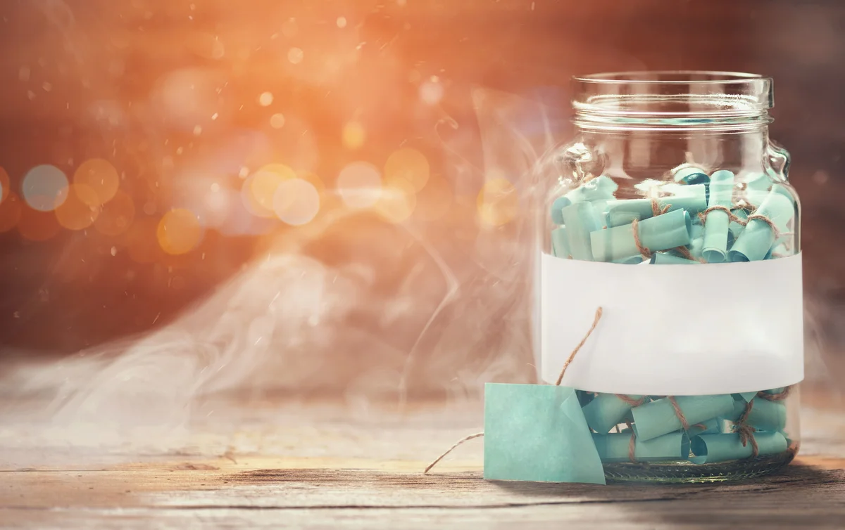 paper notes in a jar