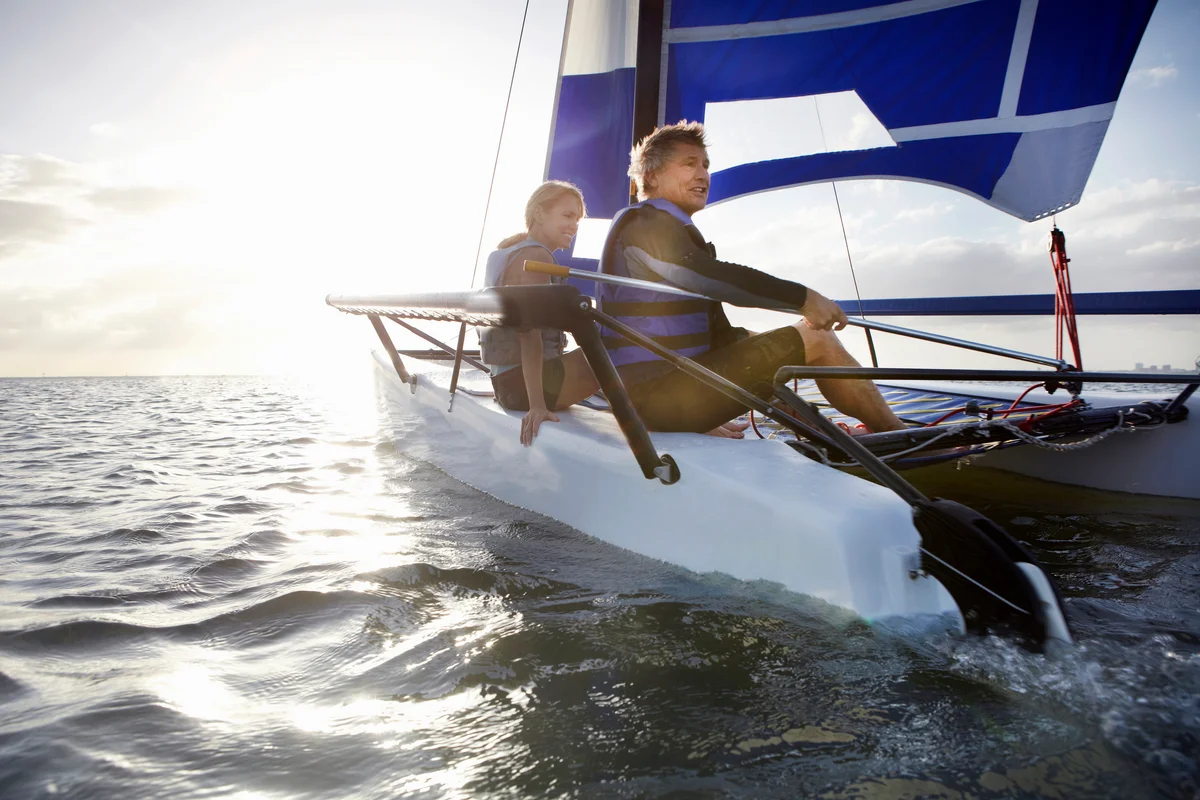 couple on a sail boat