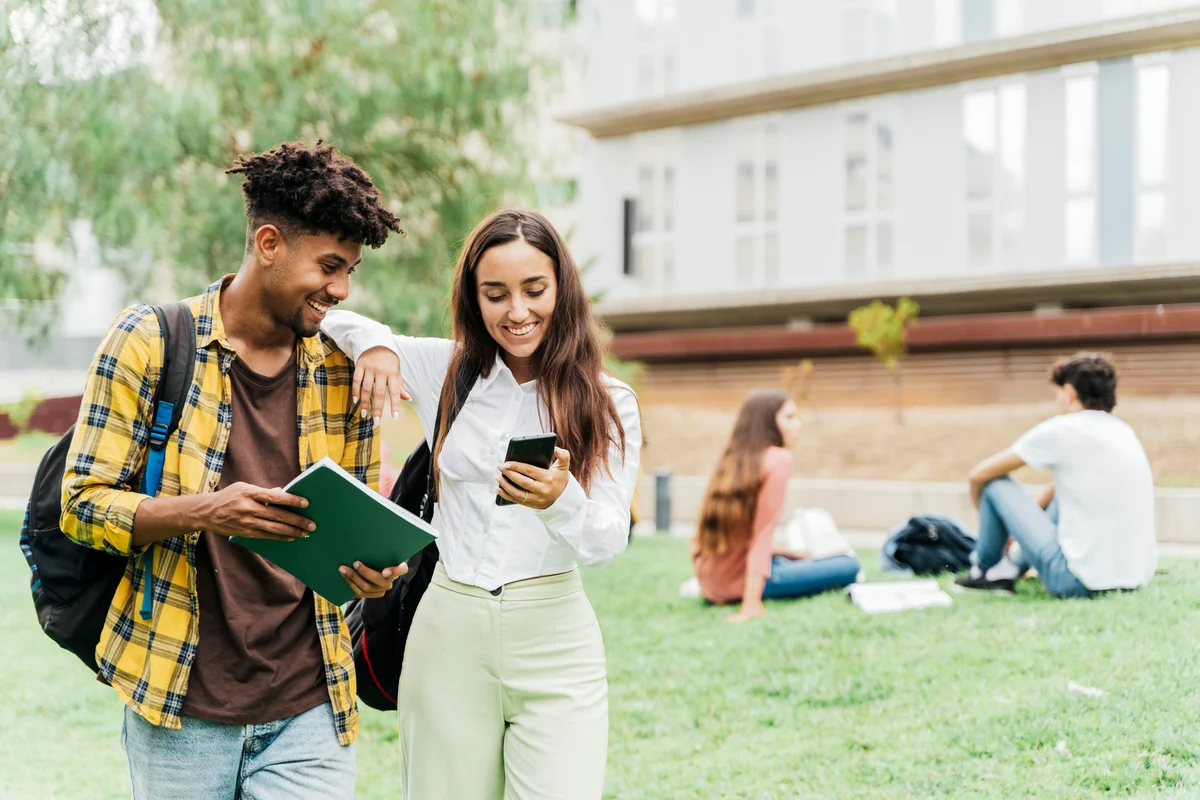 college student with notebook