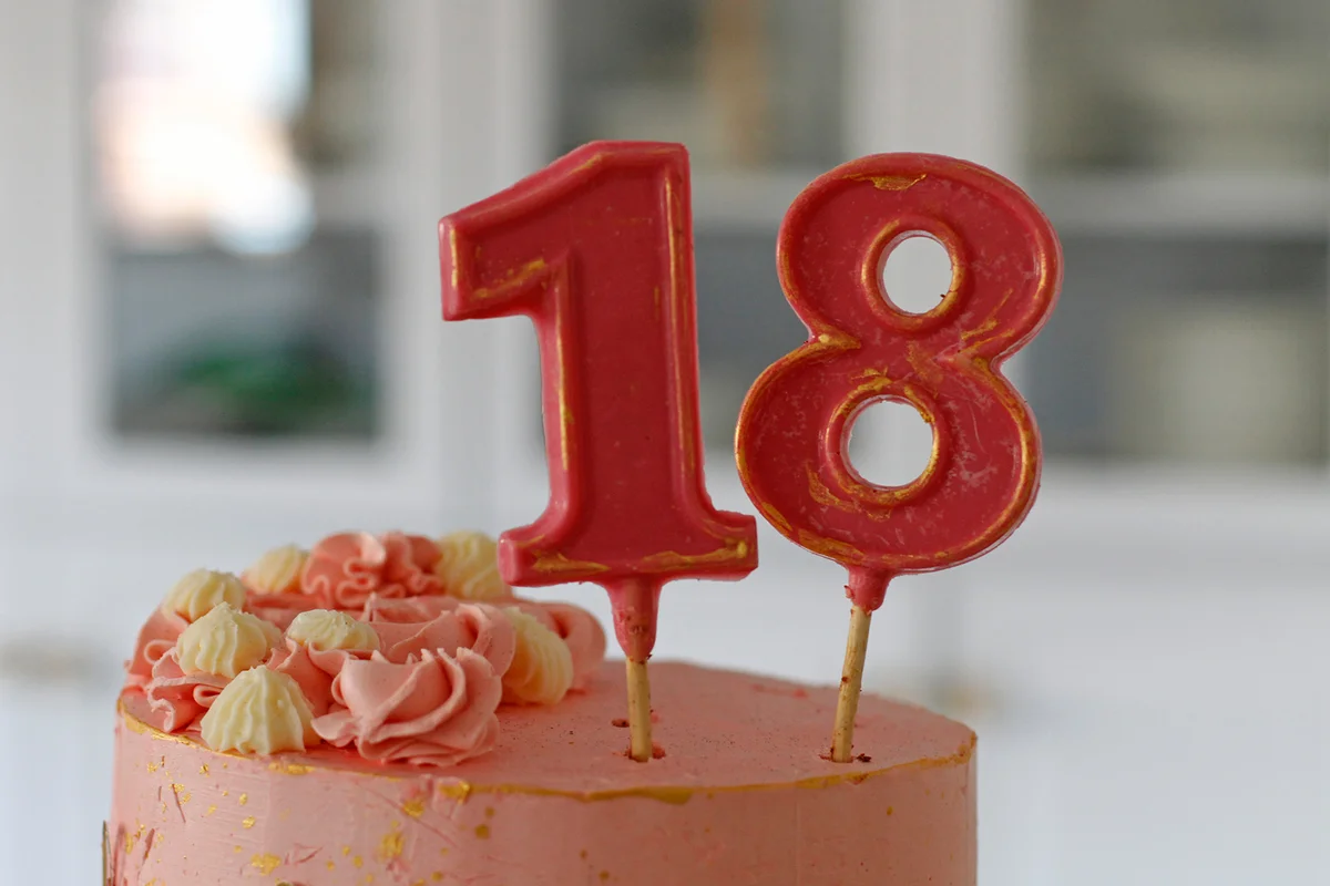 Birthday Cake With number 18 Candles