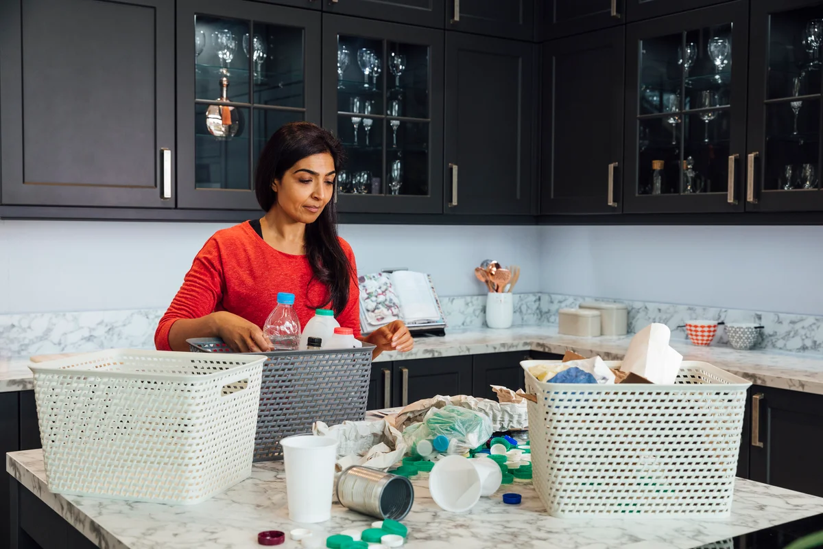 woman sorting recyclables