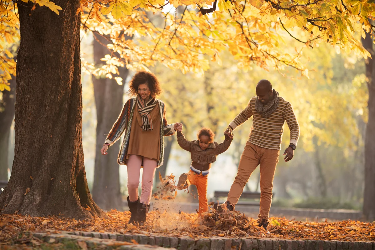 fall family on a walk
