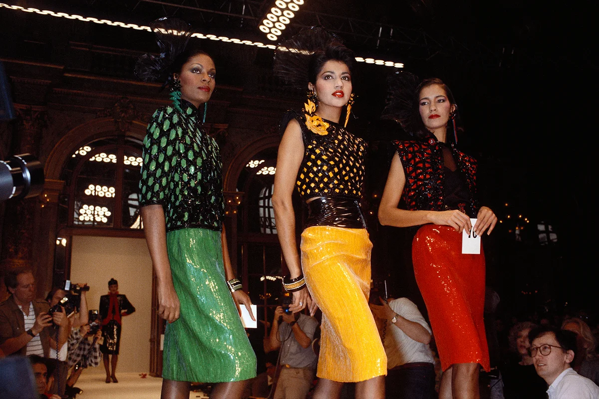 Jean-Louis Scherrer shows his 1985 spring-summer women's haute couture line in Paris