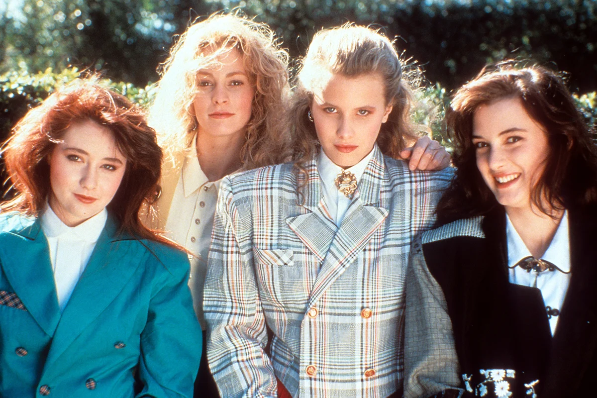 Shannen Doherty, Lisanne Falk, Kim Walker and Winona Ryder on set of the film 'Heathers'